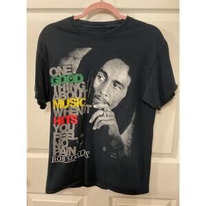 Bob Marley Jamaica Collection "When Music Hits" Black Graphic T-shirt, M